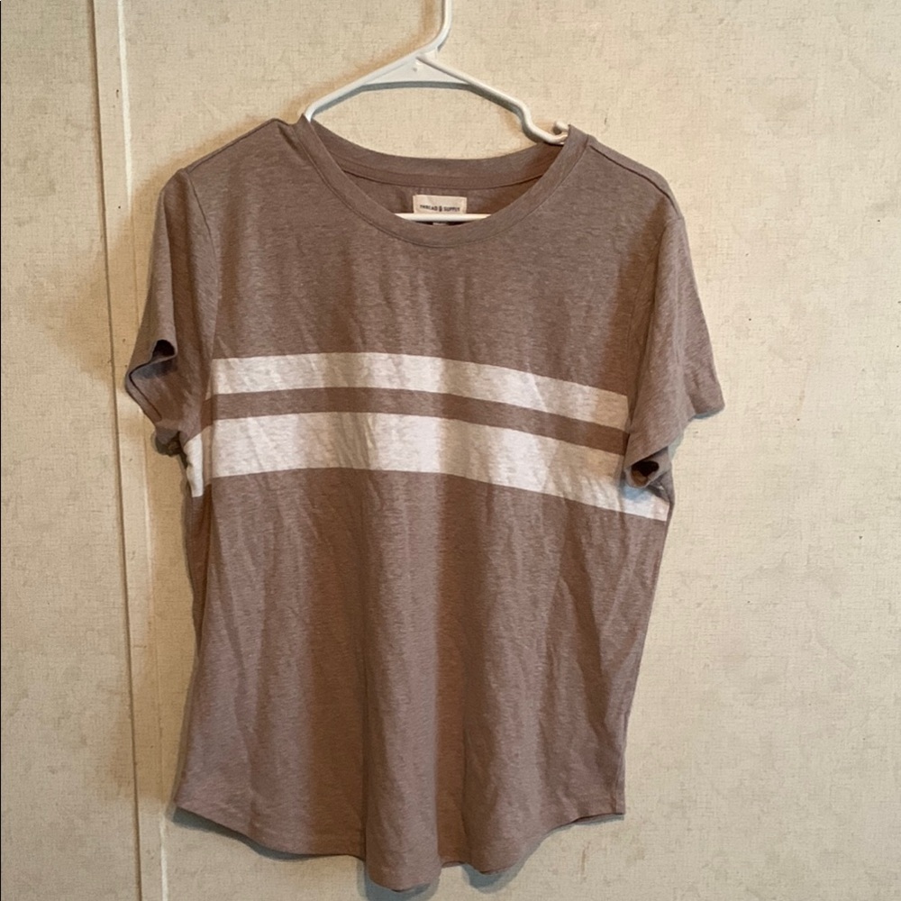 Thread & Supply Brown and White Striped T-Shirt